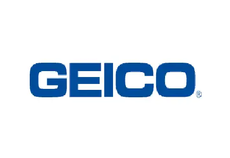 GEICO logo in blue letters on a white background.