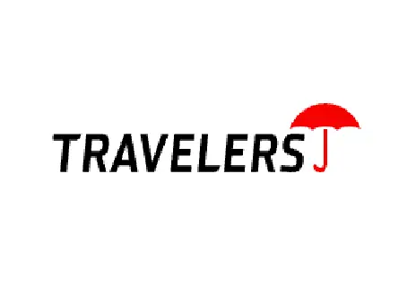Logo of Travelers insurance featuring a red umbrella.